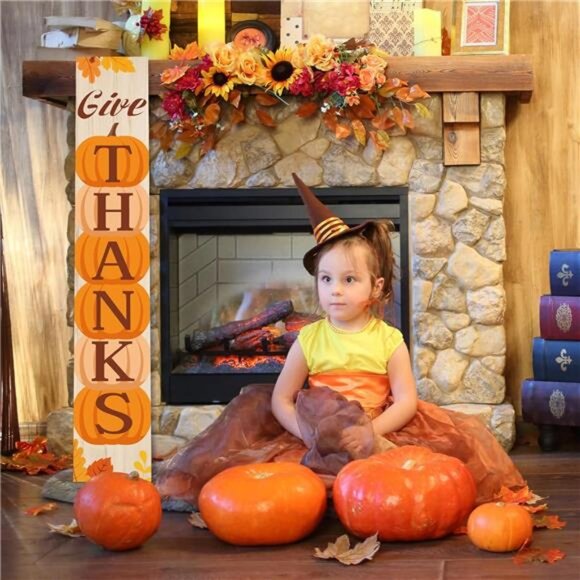 45.2"H Pumpkin Welcome Signs Thanksgiving Outdoor Decor for Fall Harvest Autumn - Picture 6 of 7